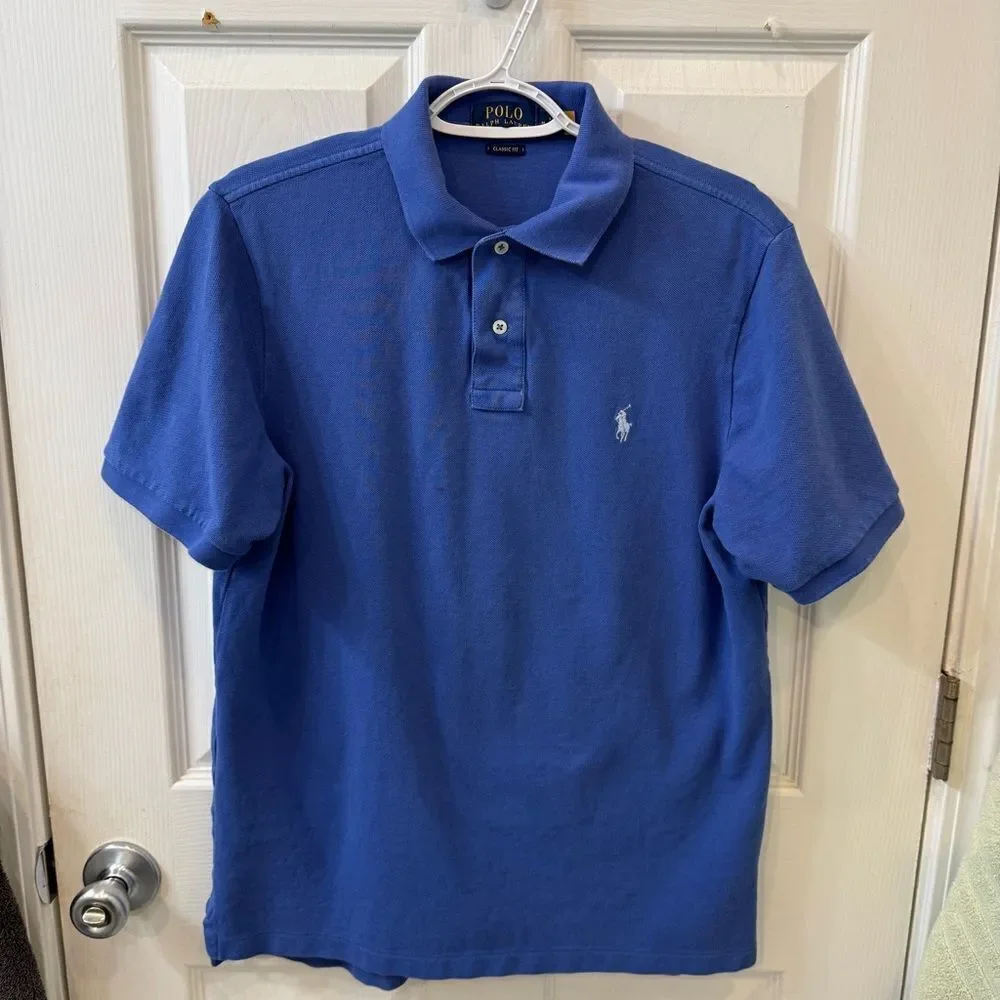 Polo Ralph Lauren Blue Polo Shirt in great condition. Size Medium- 100% cotton